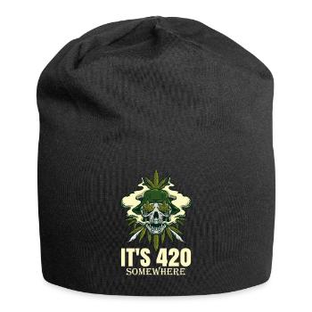 It's 420 Somewhere Cannabis Weed Smoking THC Ganja - Jersey-Beanie - Schwarz - Vorne