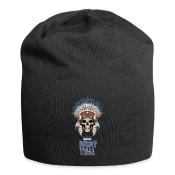 Muay Thai Skelett Kriegshaube - Thailand Thaiboxen - Jersey-Beanie - Schwarz - Vorne
