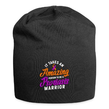 Psoriasis Warrior Amazing Lavender Orange Ribbon - Jersey Beanie - black - Front