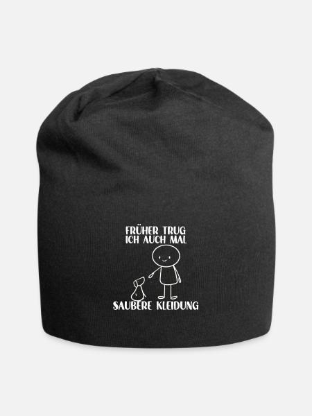 Hundespruch Strichmännchen süßes Hundehalter Hunde - Jersey-Beanie - Schwarz