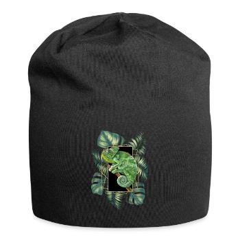 Caméléon voilé Jungle Motif Caméléon Tropical - Bonnet en jersey - noir - Devant