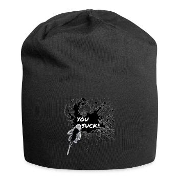 You Suck Pleco Keeper Sucker Fish Design - Jersey Beanie - black - Front