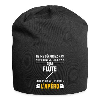 flûte ne dérangez pas sauf apéro - Bonnet en jersey - noir - Devant