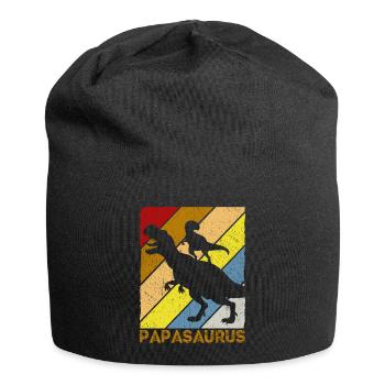 Papasaurus Dinosaurier Papa Saurus Vatertags Gesch - Jersey-Beanie - Schwarz - Vorne