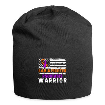 Psoriasis Warrior Fighter Ruban orange lavande - Bonnet en jersey - noir - Devant