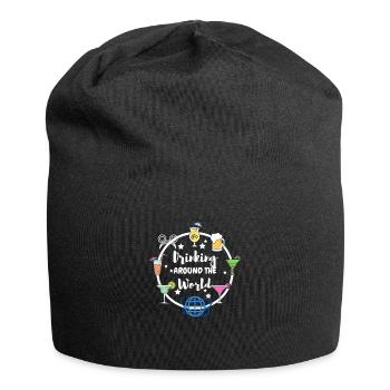 Drôle de boire autour du monde Humour mignon Vintage - Bonnet en jersey - noir - Devant