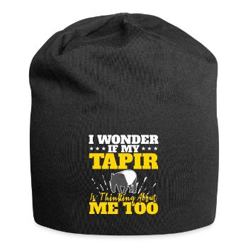 Ich frage mich, ob mein Tapir auch über mich nachd - Jersey-Beanie - Schwarz - Vorne