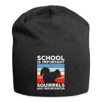 School is important, but squirrels are important - Jersey Beanie - black - Front