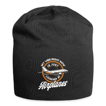 Flugzeug Pilot Flugzeuge Flugzeug Landung Geschenk - Jersey-Beanie - Schwarz - Vorne