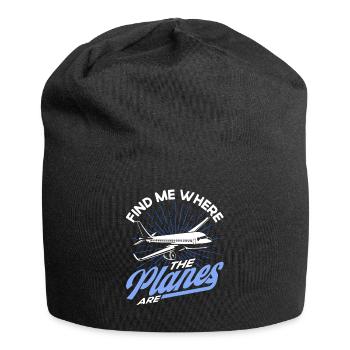 Flugzeug Pilot Flugzeuge Flugzeug Landung Geschenk - Jersey-Beanie - Schwarz - Vorne