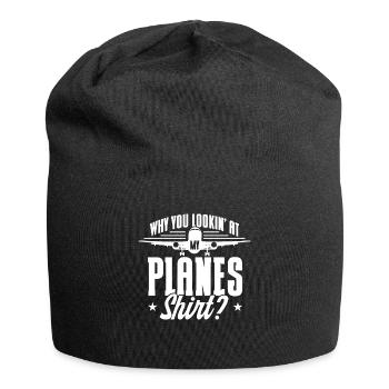 Flugzeug Pilot Flugzeuge Flugzeug Landung Geschenk - Jersey-Beanie - Schwarz - Vorne