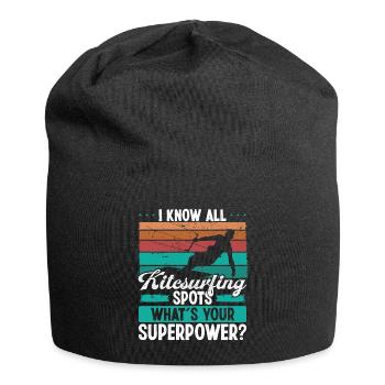 Kiteboarder Kitesurfing Spot Whats your Superpower - Jersey Beanie - black - Front