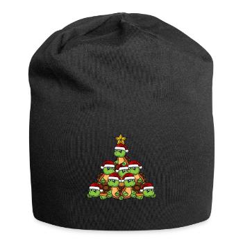 Turtle Christmas Tree - Jersey Beanie - black - Front