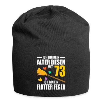 Alter Besen Junger Feger 73 Jahre 73. Geburtstag - Jersey-Beanie - Schwarz - Vorne