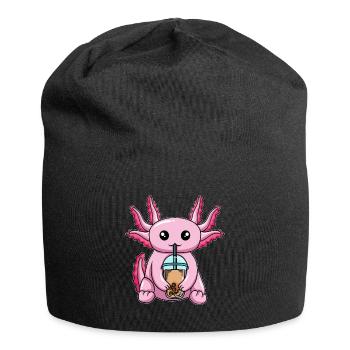 Axolotl drinks bubble tea - Jersey Beanie - black - Front
