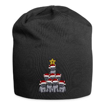 Frenchie Weihnachtsbaum - Jersey-Beanie - Schwarz - Vorne