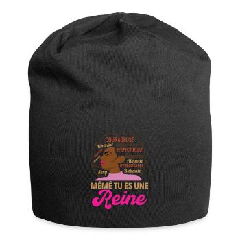 Cadeau mémé femme afro reine africaine - Bonnet en jersey - noir - Devant