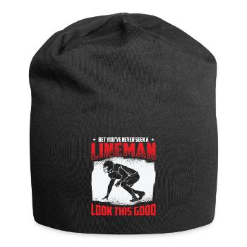 Football Lineman Life Funny Good Looking Player - Jersey Beanie - black - Front