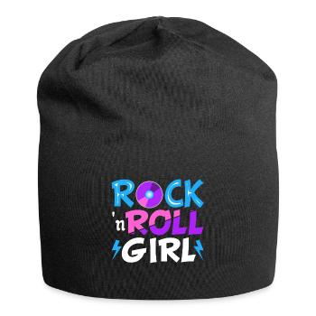 Rock N Roll Girl Retro 80s 90er Themenparty Musik - Jersey-Beanie - Schwarz - Vorne