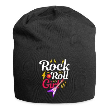 Rock N Roll Girl Retro 80s 90er Themenparty - Jersey-Beanie - Schwarz - Vorne