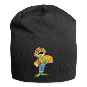 Frosch Landwirt Stroh Bauernhof - Jersey-Beanie - Schwarz - Vorne