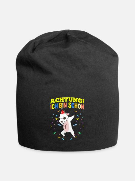 Achtung Ich Bin Schon 1 Geburtstag Ziege - Jersey-Beanie - Schwarz