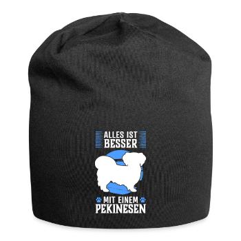 Alles ist besser mit Pekinese Peking-Palasthund - Jersey-Beanie - Schwarz - Vorne
