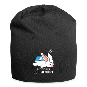 Offizielles Schlafshirt Schlafanzug Hase mit Buch - Jersey-Beanie - Schwarz - Vorne