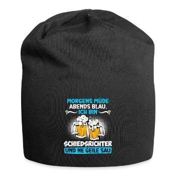 Schiedsrichter morgens müde abends blau Schiri - Jersey-Beanie - Schwarz - Vorne