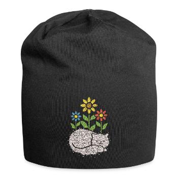 Garten Gartenarbeit Floristik Katzenbesitzer Katze - Jersey-Beanie - Schwarz - Vorne