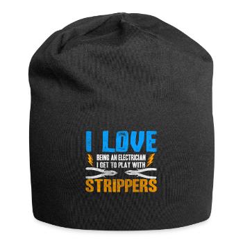 J’aime les strip-teaseuses drôles d’électricien - Bonnet en jersey - noir - Devant