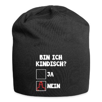 Bin ich kindisch ja nein für dunkle Mode - Jersey-Beanie - Schwarz - Vorne