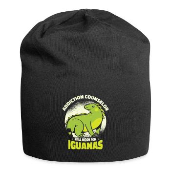 Iguana Lizard Addiction Reptile Iguana Lover - Jersey Beanie - black - Front