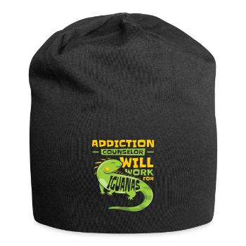 Iguana Lizard Addiction Reptile Iguana Lover - Jersey Beanie - black - Front