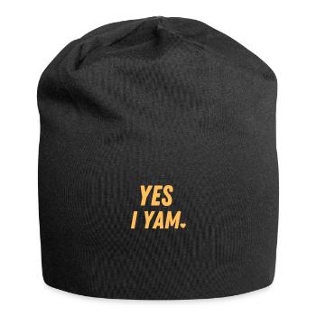 Yes I Yam Funny Thanksgiving Matching Cute Couple - Jersey Beanie - black - Front