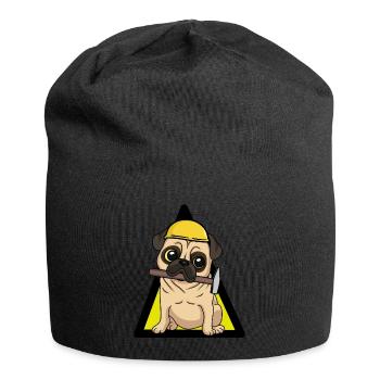 Baustelle Hund Bauherr Handwerk Gewerbe Handwerker - Jersey-Beanie - Schwarz - Vorne