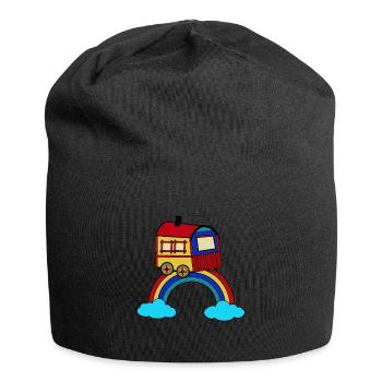 himmlisch wohnen Bauwagen Regenbogen Hippie - Jersey-Beanie - Schwarz - Vorne