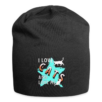 I Love Cats Cat Love - Jersey Beanie - black - Front