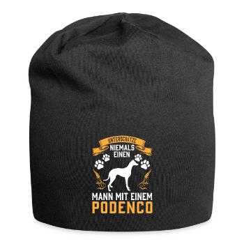 Mann mit Podenco Jagdhund spanischer Podenco - Jersey-Beanie - Schwarz - Vorne