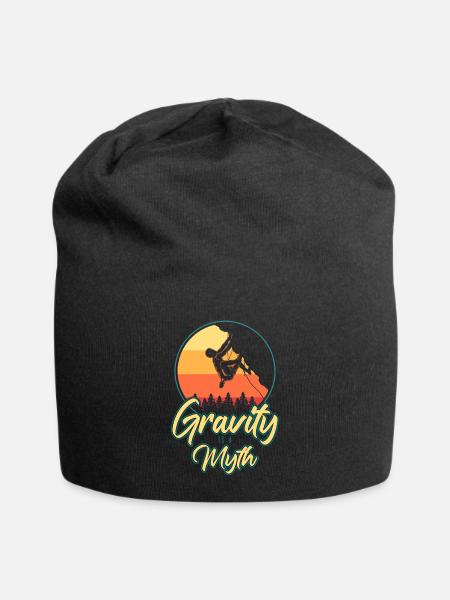 Gravity Is A Myth Rock Climbing Bouldering Climber - Jersey Beanie - black