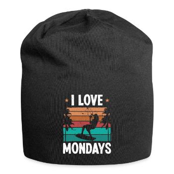 Kiteboarder Vintage I love Mondays Humor Kite - Jersey Beanie - black - Front