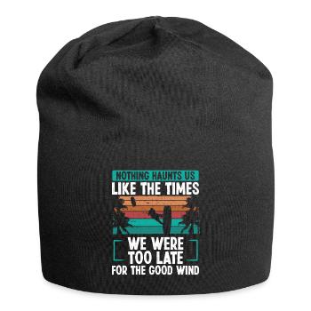 Kiteboarder Vintage Kite Strong Wind Kitesurfing - Jersey Beanie - black - Front