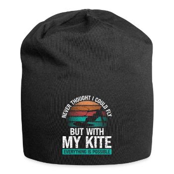 Vintage Kite Kiteboarder Kitesurfing Retro Kite - Jersey-Beanie - Schwarz - Vorne