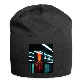 Futuristisches Cyborg in U-Bahn Station - Jersey-Beanie - Schwarz - Vorne
