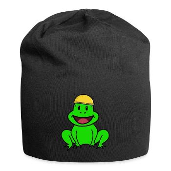 Handwerker Baustellen Frosch Schutzhelm Chef Kröte - Jersey-Beanie - Schwarz - Vorne