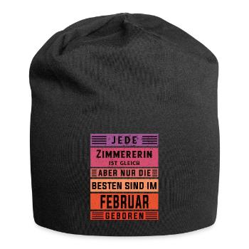 Zimmermann Geburtstag Februar geboren Zimmererin - Jersey-Beanie - Schwarz - Vorne
