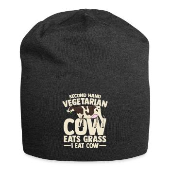 second hand vegetarian cow eats grass i eat cow - Jersey-Beanie - Anthrazit - Vorne