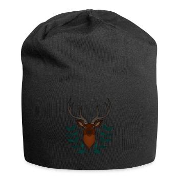 Red deer antlers with deer antlers - Jersey Beanie - black - Front