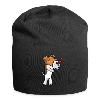 Foxterrier Drahthaar Hund Küsse Emoticon - Jersey-Beanie - Schwarz - Vorne