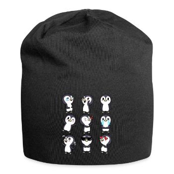 Pinguin Chibi Kawaii Emoticons Emotionen Pinguine - Jersey-Beanie - Schwarz - Vorne